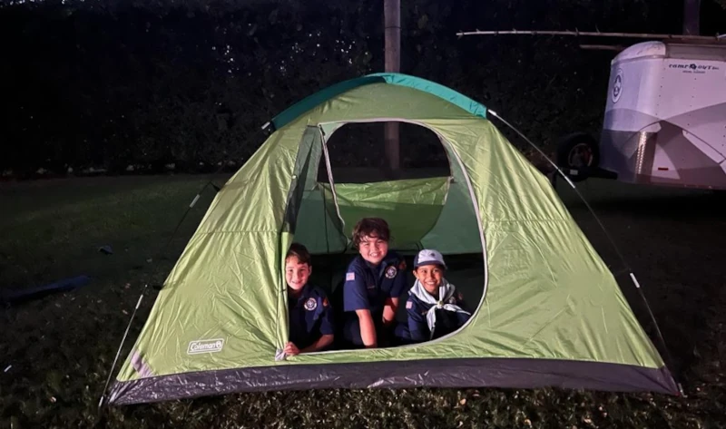 Cubs in tent