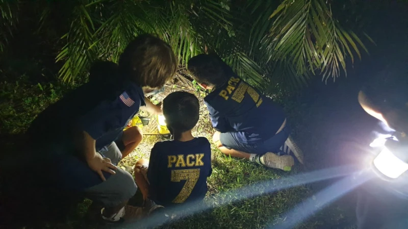 Pointing flashlights at ground